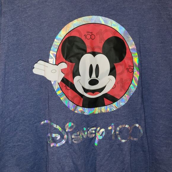 Disney 100 Year Celebration Mickey Mouse Front & Back Hit Blue T-Shirt Size XL - Picture 2 of 5